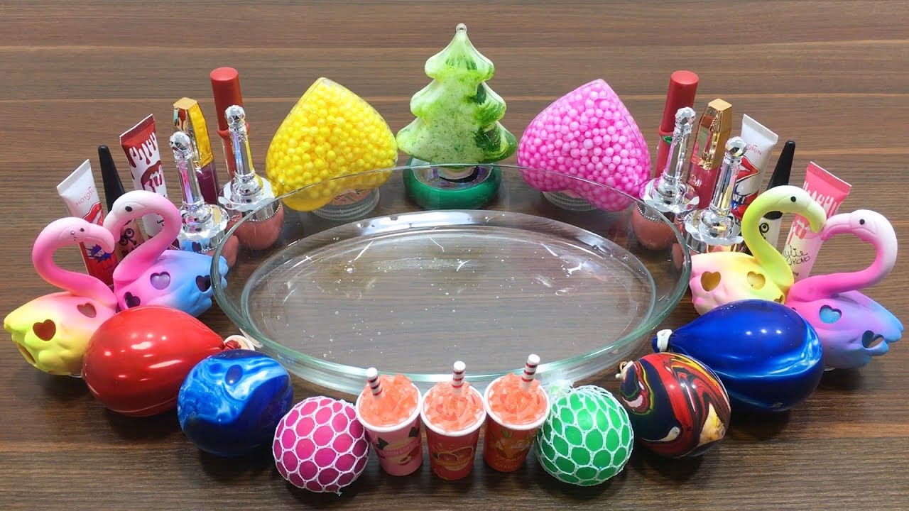 Mixing Random Things into Clear Slime #2 !! SlimeSmoothie Satisfying Slime Videos