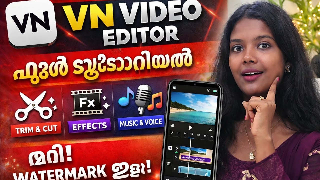 VN Video Editor Full Tutorial Malayalam | Free App NoWatermark 2026 