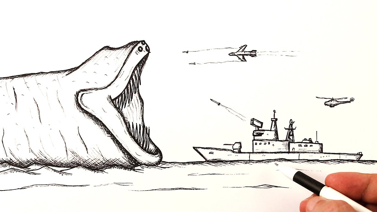 How to draw a El Gran Maja attacking Military ship