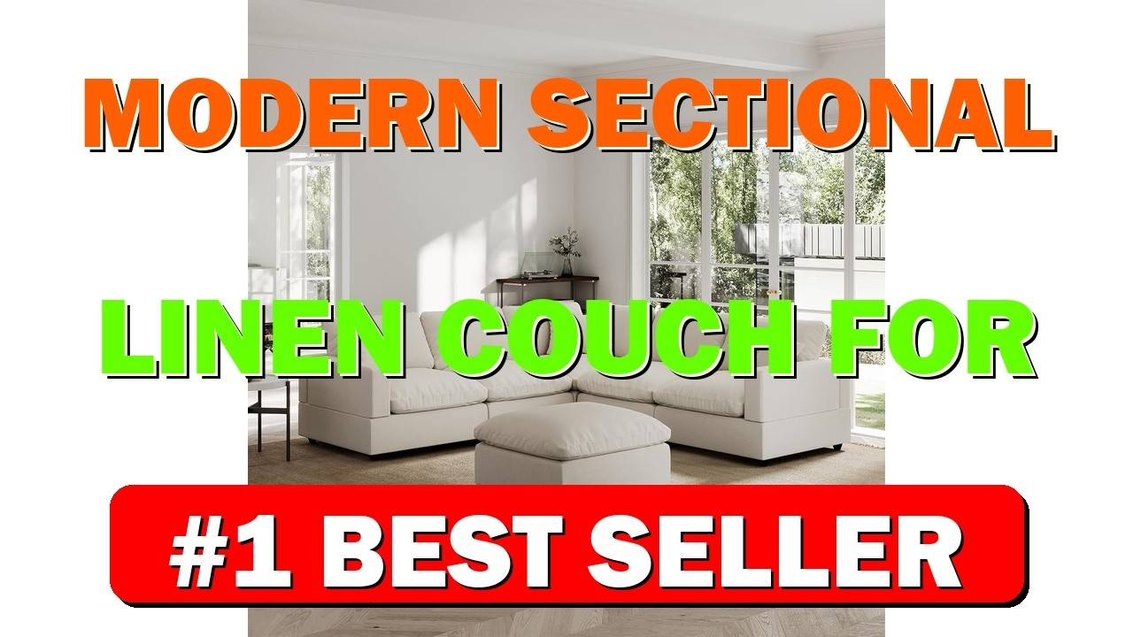 Modern Sectional Linen Couch for Living Room V Shape Sofas 6 Seat Modular Cloud - B0G6J9TQX9