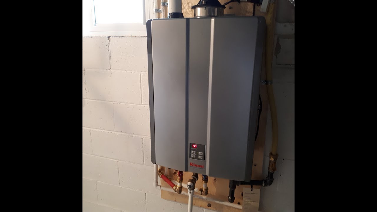 The Glove and cleaning air filter on Rinnai tankless water heater