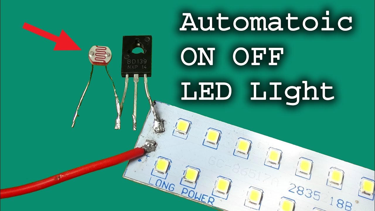 How to make Auto ON OFF Led light use NPN BD139, diy dark sensor