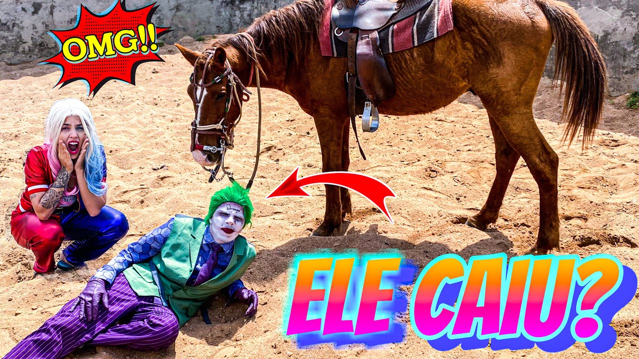 BELINHA, ARLEQUINA E CORINGA ANDARAM A CAVALO NA FAZENDA MAS O CORINGA SE DEU MUITO MAL!