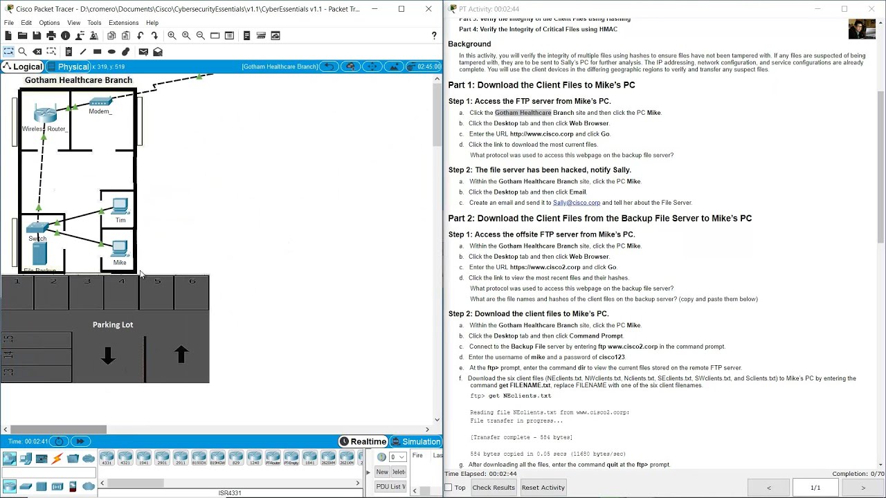 2.5.2.7 Packet Tracer - Using File and Data Integrity Checks