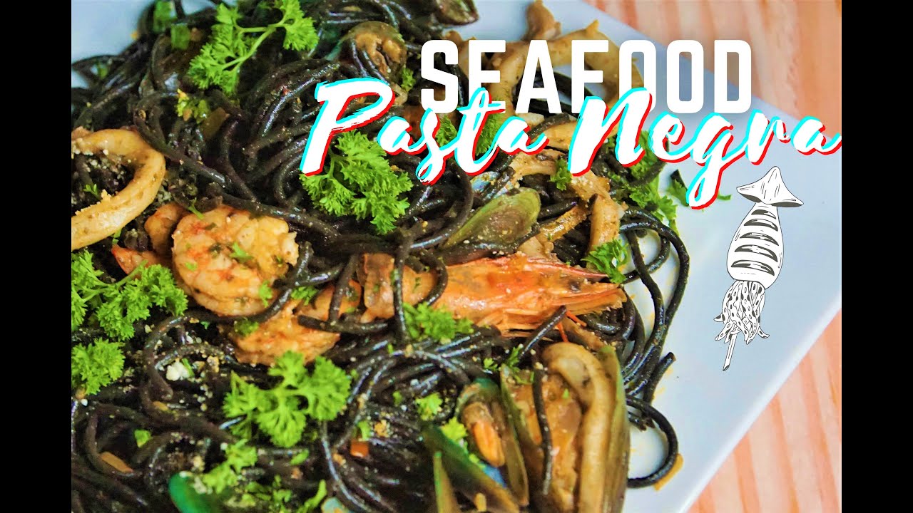 How to cook Squid Ink Black Spaghetti Seafood Pasta Negra😋
