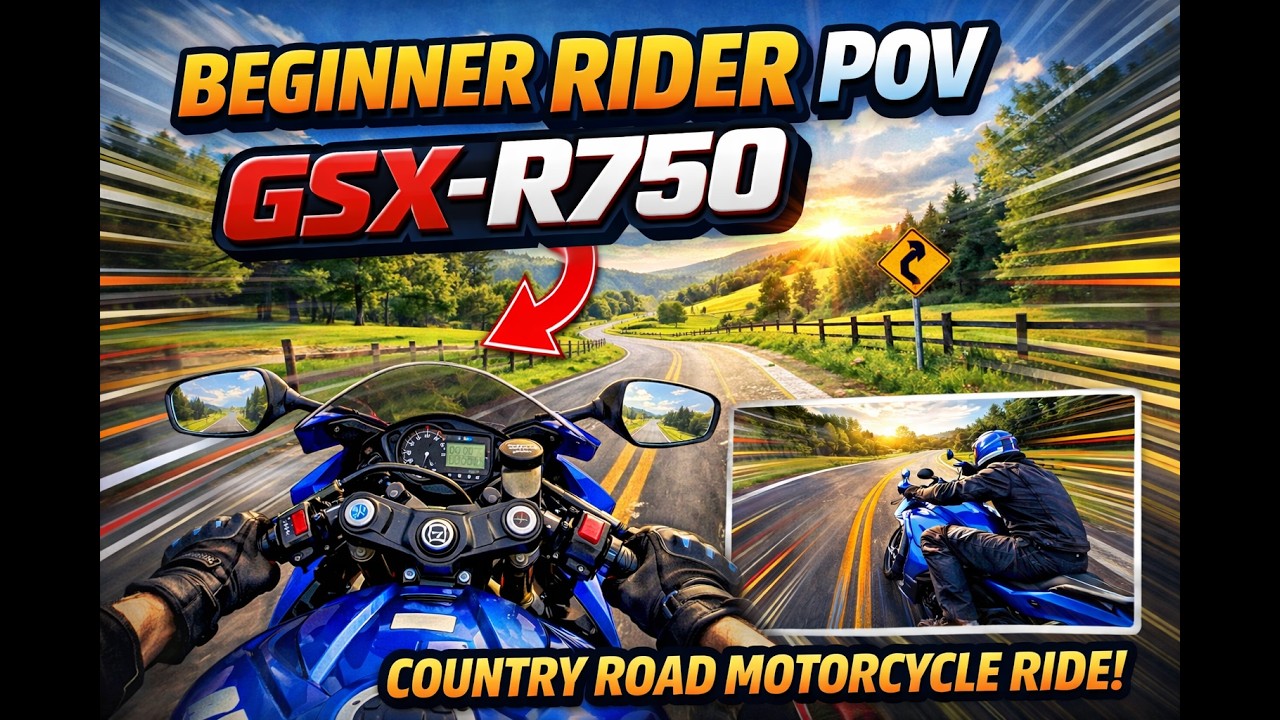 Beginner Rider on a GSX R750  Country Road POV Ride
