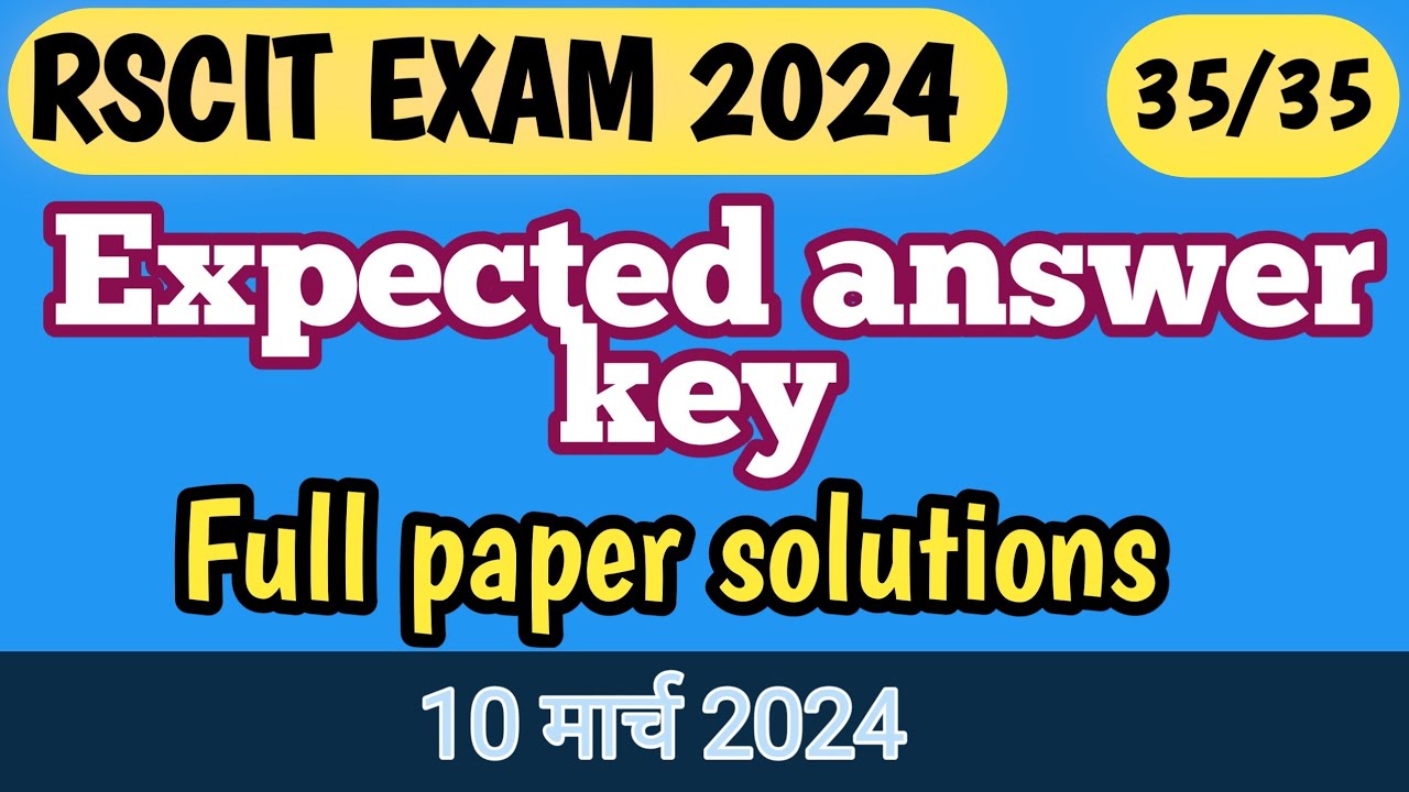 Rscit answer key Rscit Exam answer key 10 march 2024 Rscit Exam answer key today series A B CD