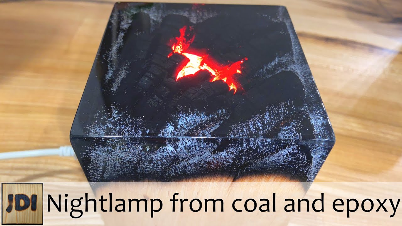 DIY Nightlamp from coal and epoxy resin