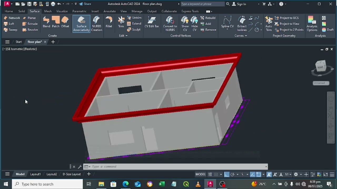 How to Create any 3D Roof in AutoCAD.  #autocadplan #autocadforbeginners #autocad_3d_modeling
