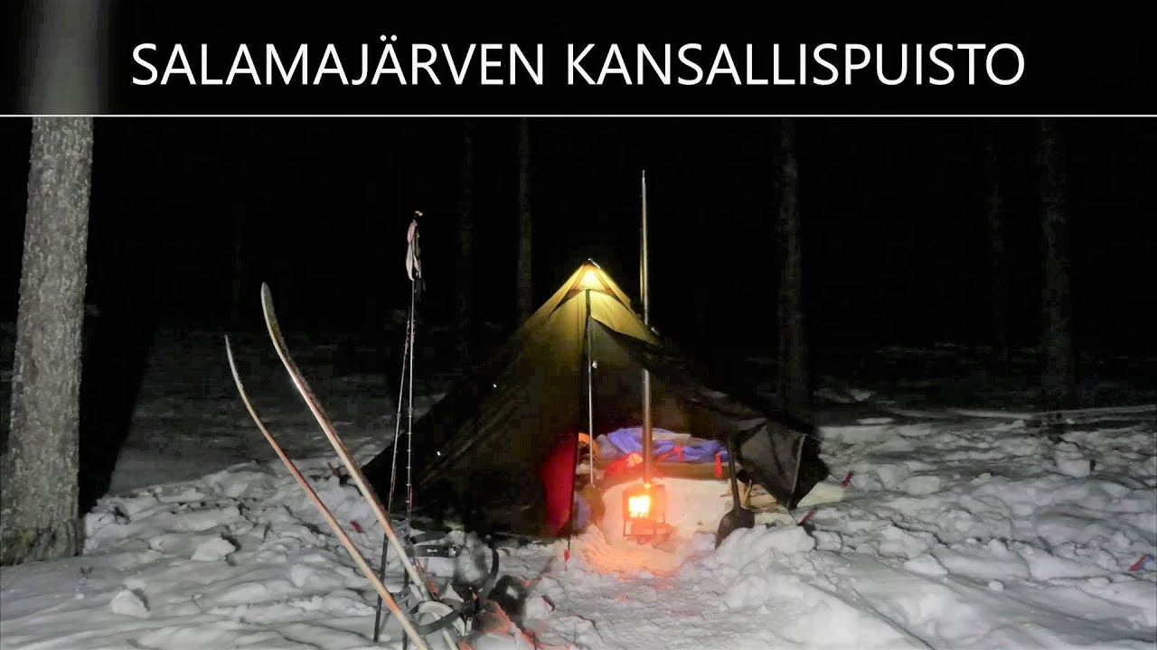 Hiihtovaellus Salamajärven kansallispuistossa | Kotateltta, titaanikamina, oac