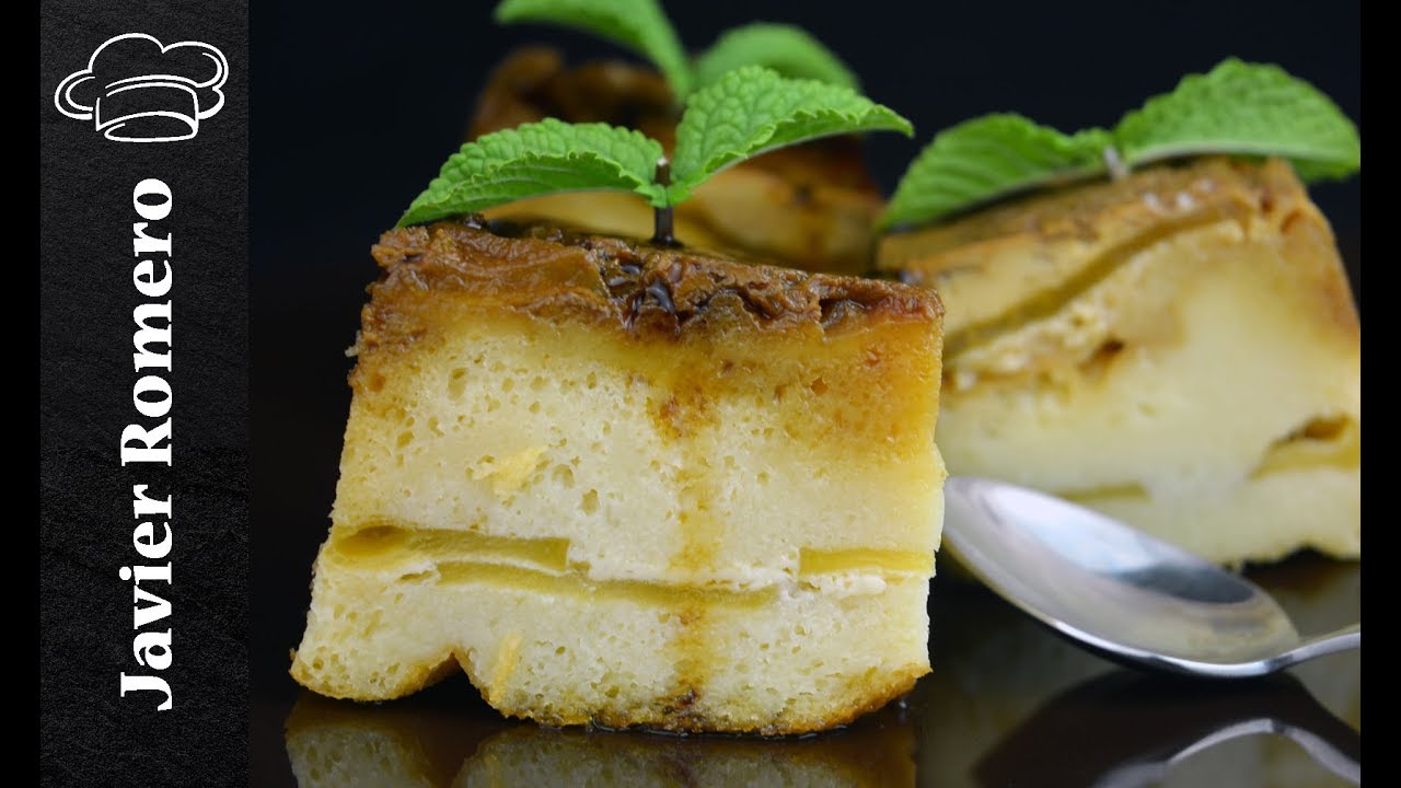 Pudin de manzana con bizcocho casero. Recetas de Javier Romero