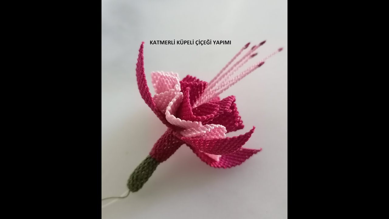 İĞNE OYASI KATMERLİ KÜPELİ ÇİÇEĞİ NASIL YAPILIR (15.VİDEO) (needle lace flower making)