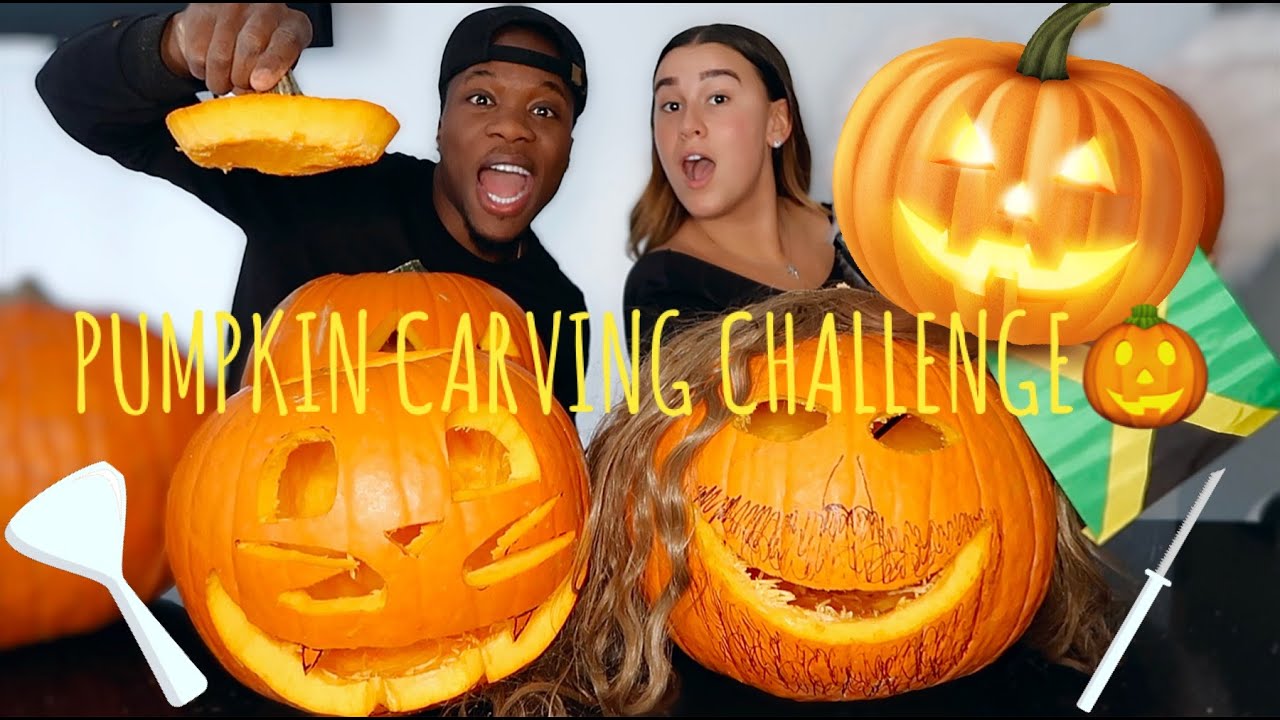 PUMPKIN CARVING CHALLENGE/GAME🎃🤣🖌🎨(PUMPKN CARVING IDEAS 2021, FUN FALL IDEAS, FALL GAMES, HALLOWEEN)