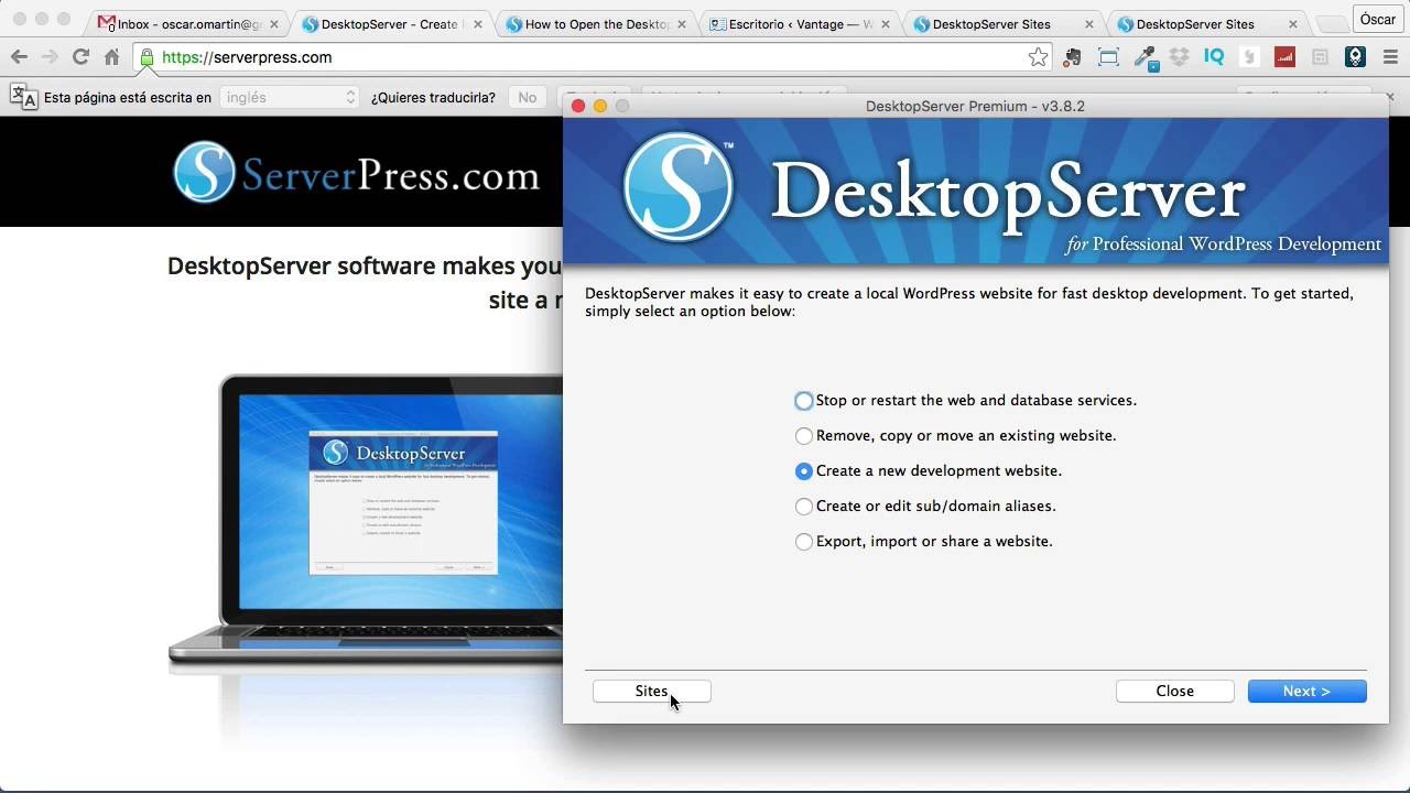 Cambiar el navegador predeterminado en Serverpress