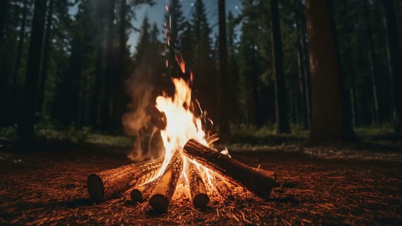 Deep Forest Campfire Sounds | 3 Hour Relaxing Night Ambience (No Music)