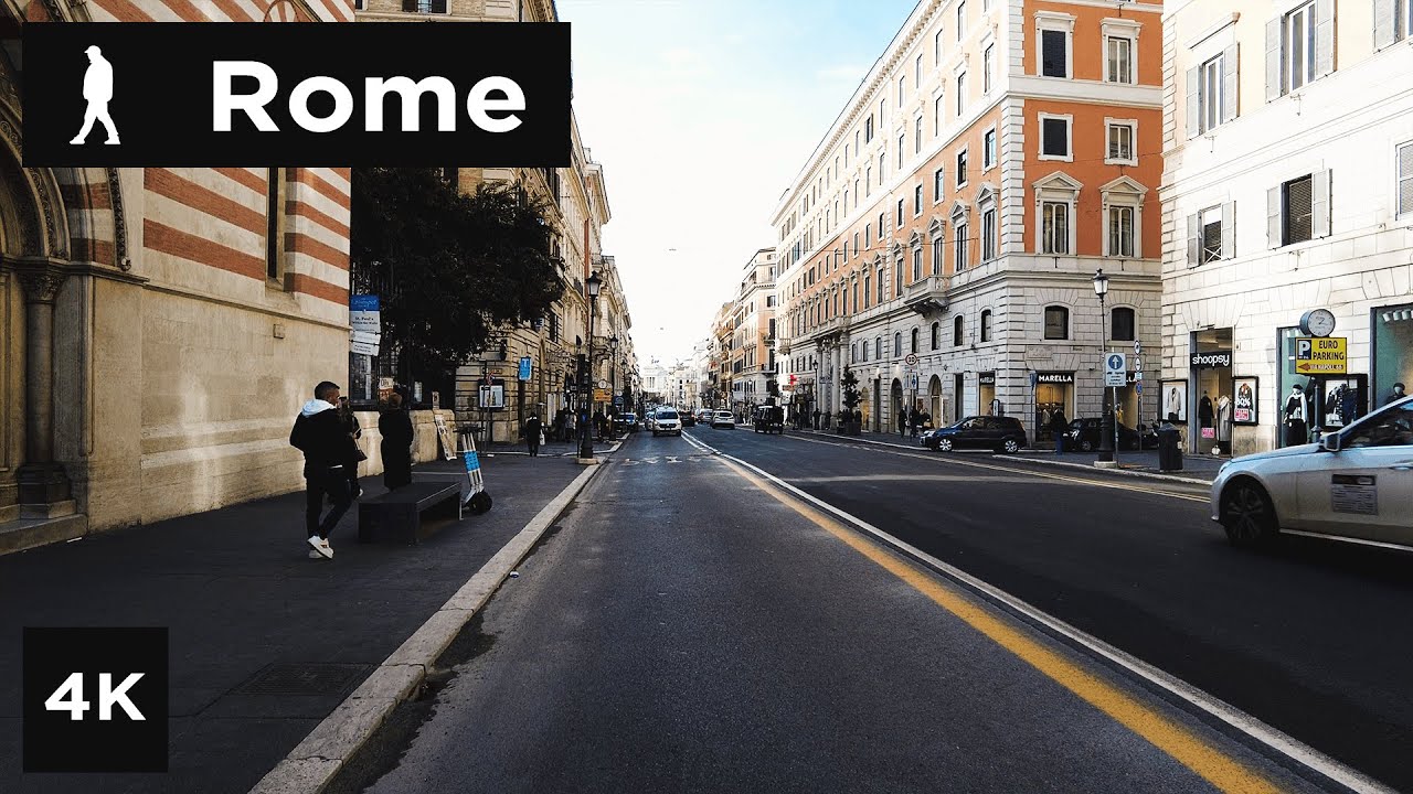 Rome Sunshine walk from Piazza Barberini to Via Nazionale | Outside Walker | 4k