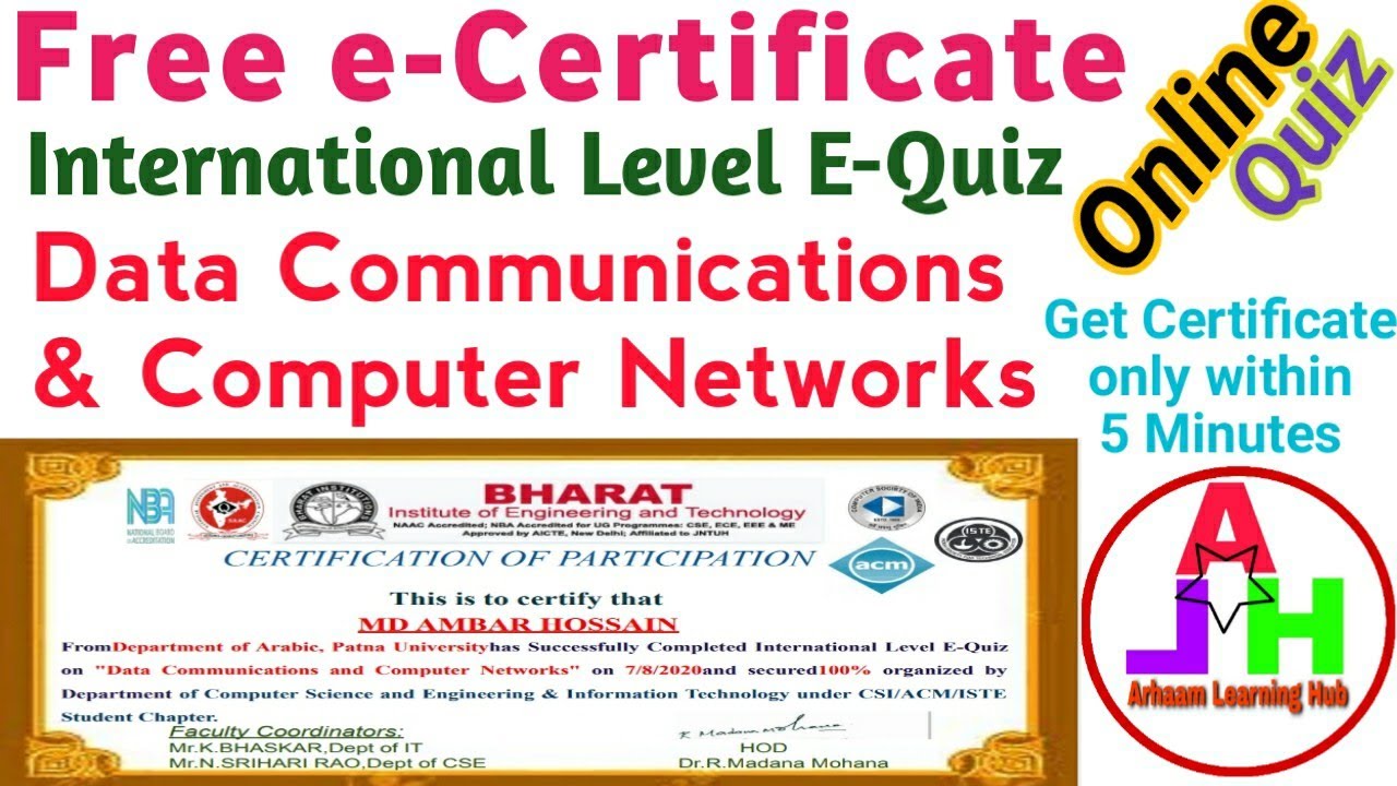 International Level E-Quiz on Data Communications & Computer Networks | Online Quiz