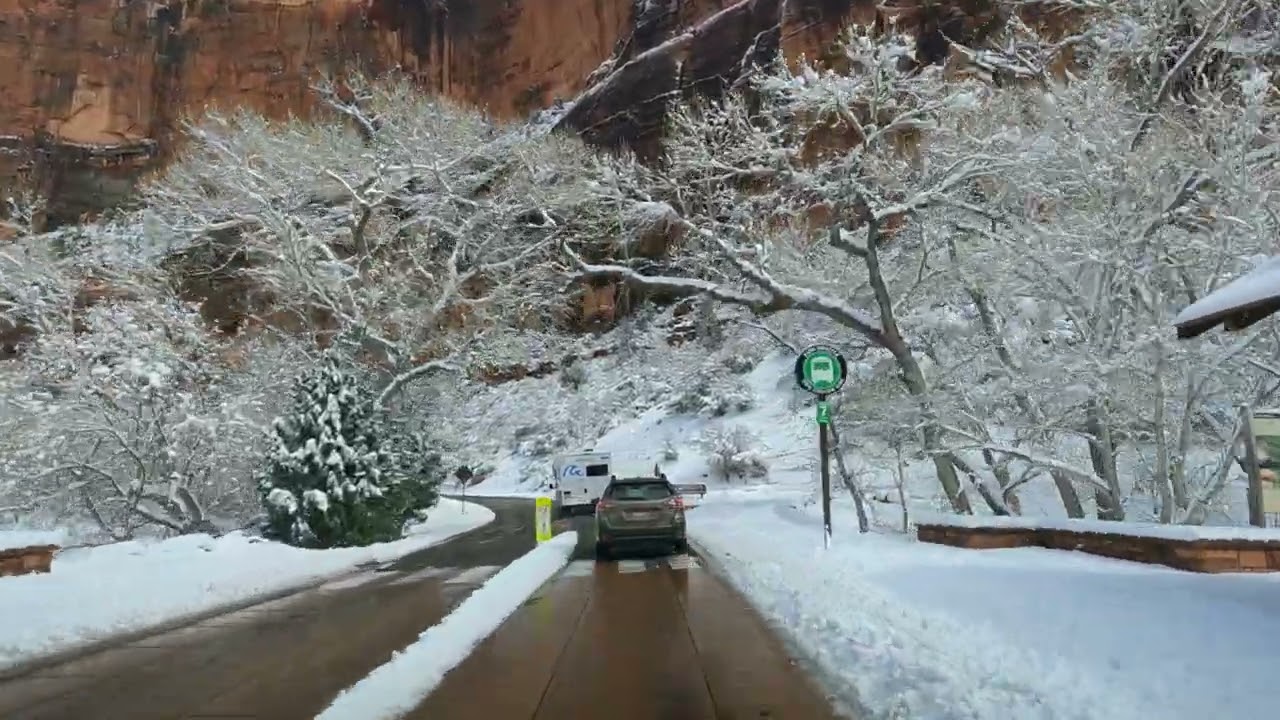 Part 2 of our Drive Through Beautiful Snowy Zion on 2-20-26 in 4K