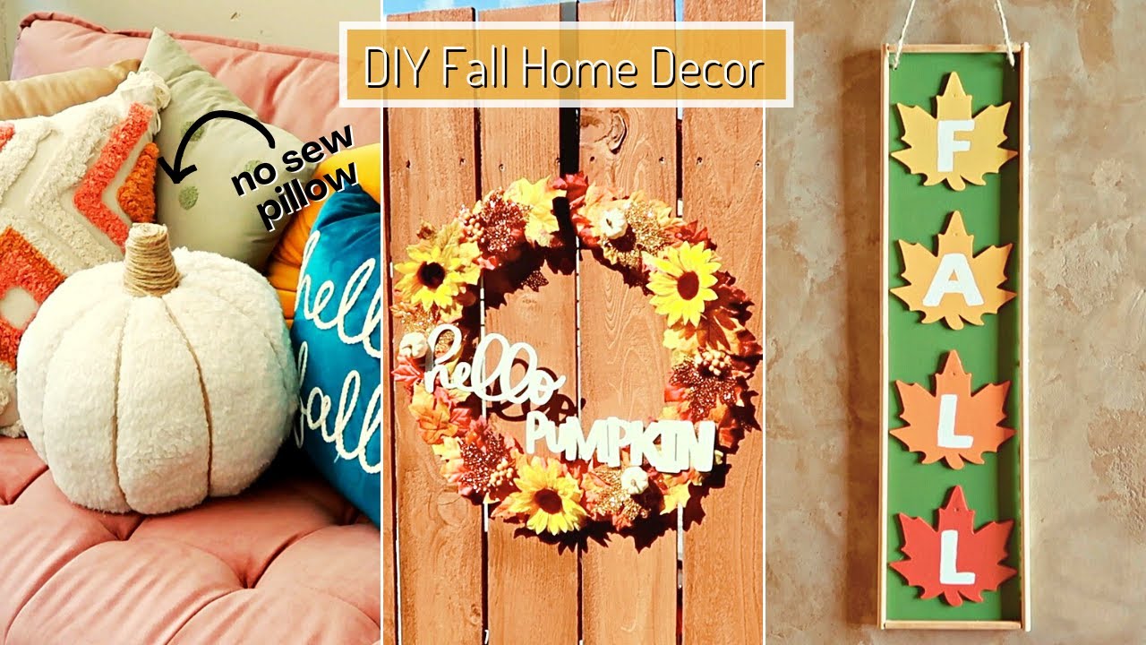 DIY No Sew Pumpkin Pillow, Fall Wreath & Dollar Tree Fall Sign | Fall Home Decor on a Budget