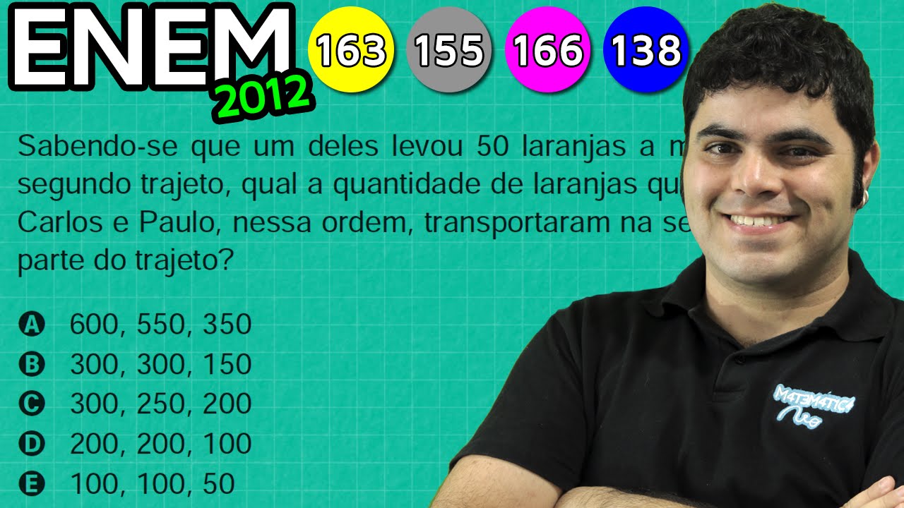ENEM 2012 Matemática #3 - DIVISÃO PROPORCIONAL E RESOLUÇÃO DE EQUAÇÃO (questão difícil)
