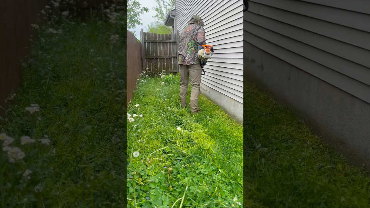 Hand me my weedeater&hellip; #greenindustry #landscaping #lawncare #satisfying #mowing #overgrown #stihl