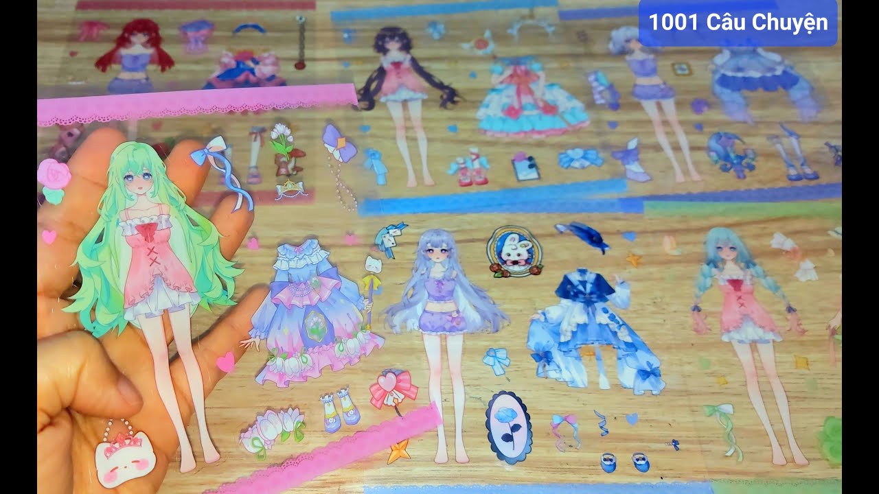 6 Thẻ Sticker nhựa dẽo trong suốt:🍒🍧 Thiết kế váy, giày, vương miệng Công chúa Anime tuyêt đẹp nhé