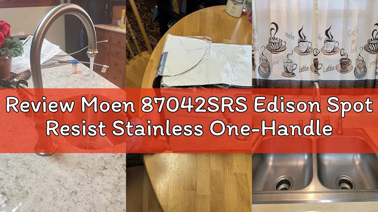 Review Moen 87042SRS Edison Spot Resist Stainless One-Handle High Arc 4-hole Kitchen Faucet with Sid
