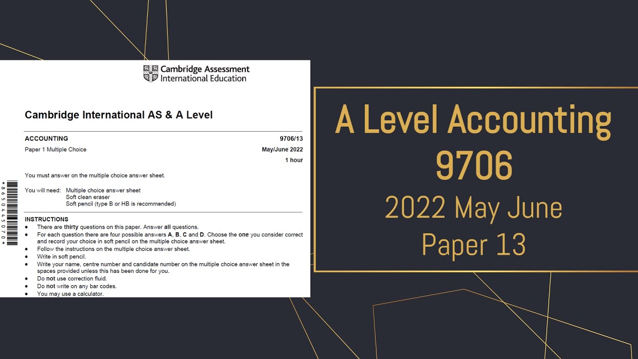 A Level Accounting May June 2022 Paper 13 9706/13