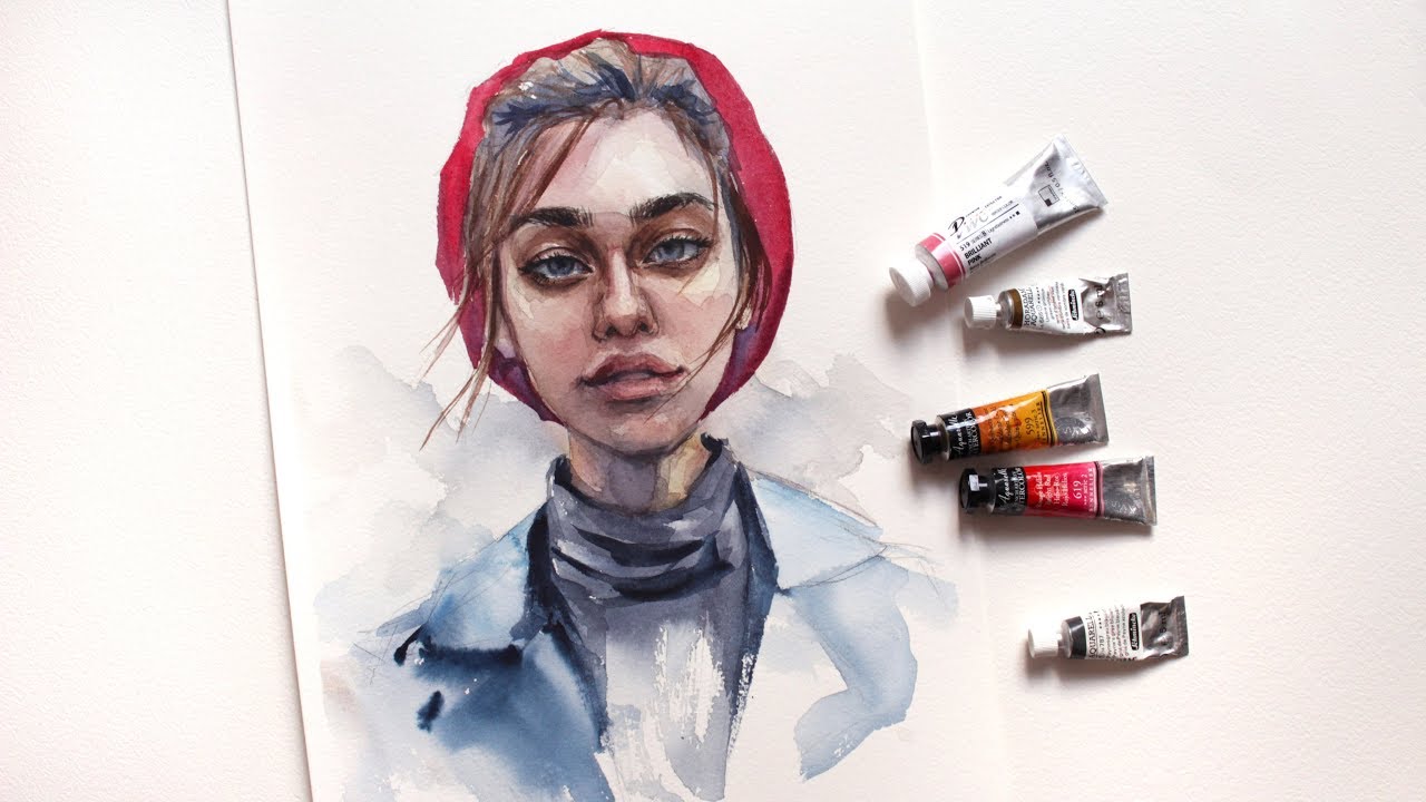 Портрет девушки акварелью | Watercolor portrait [speedpaint]
