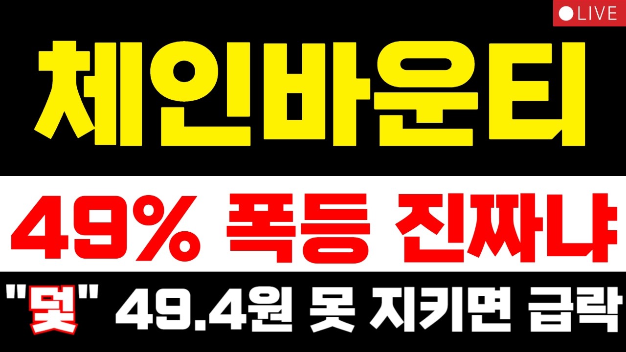 [체인바운티코인] 49% 폭등 진짜냐 😧“덫” 49.4원 못 지키면 급락😧 #체인바운티코인전망 #체인바운티코인 #체인바운티