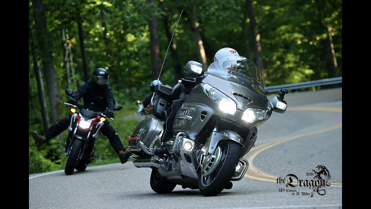 Honda CB650F Chases Honda GoldWing on Tail of Dragon!