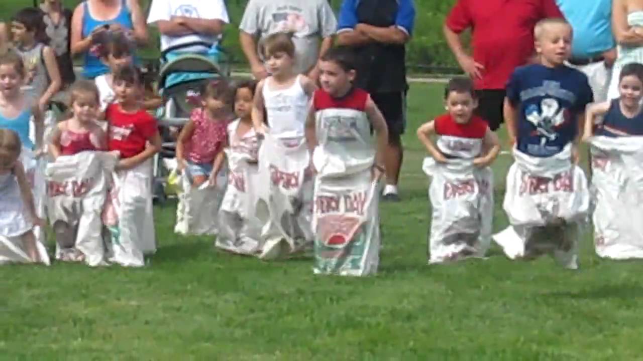 Em in potato sack race @ Kids 4th