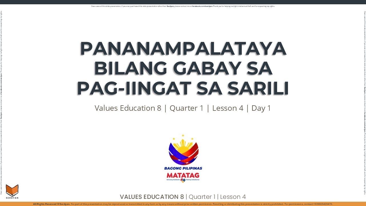 Values Education 8 - Q1W4D1 - Pananampalataya Bilang Gabay sa Pag-iingat sa Sarili