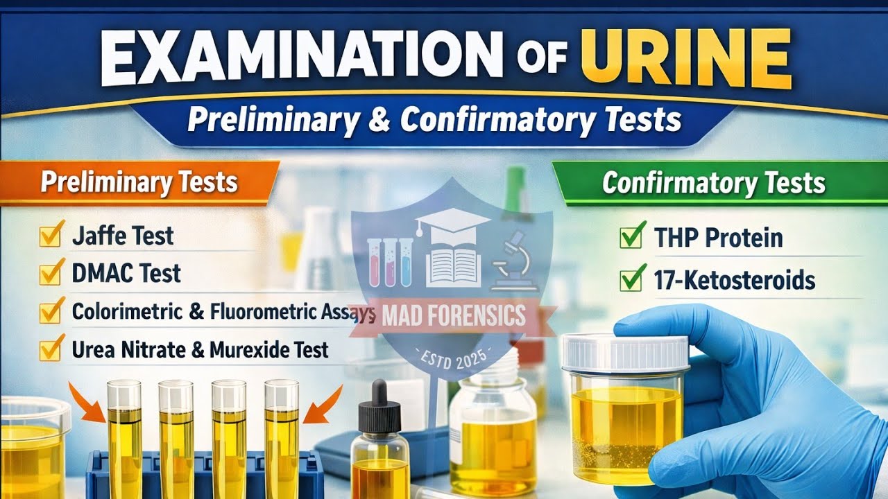 Preliminary and confirmatory examination of urine | Forensic Science | UGC-NET | Body Fluid