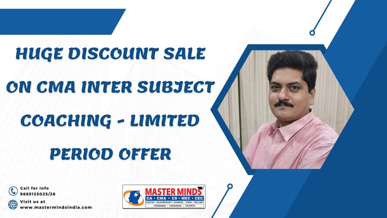 ENGLISH | HUGE DISCOUNT SALE ON CMA INTER SUBJECT COACHING - LIMITED PERIOD OFFER