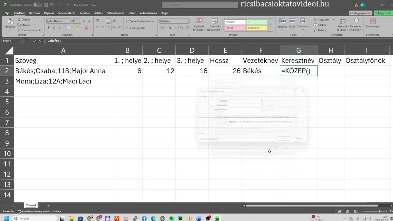 Excel alapok - Digitális kultúra 8. osztály