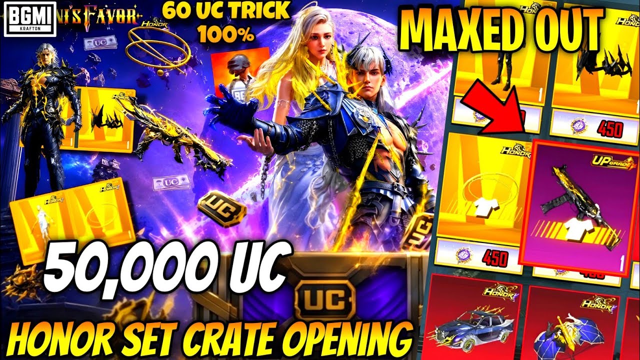 🔥 50,000 UC GEMINI FAVOR HONOR SET CRATE OPENING | MAXED DIOSCURI UMP45 | HONOR SPIN TRICK BGMI