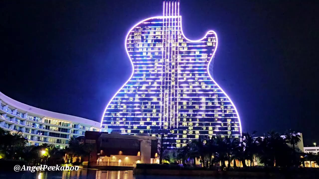 World's First Guitar Hotel: Music Light Show Seminole Hard Rock Hollywood Florida