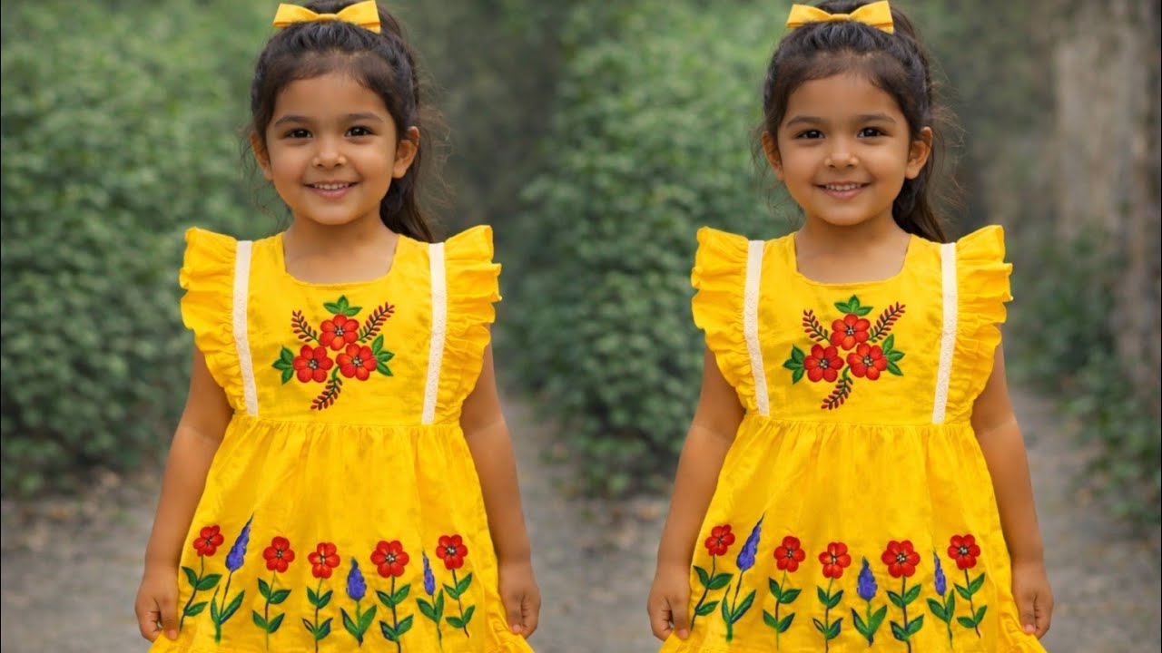 Baby dress design, baby frock painting, easy baby dress design,ferdousi naksighor 