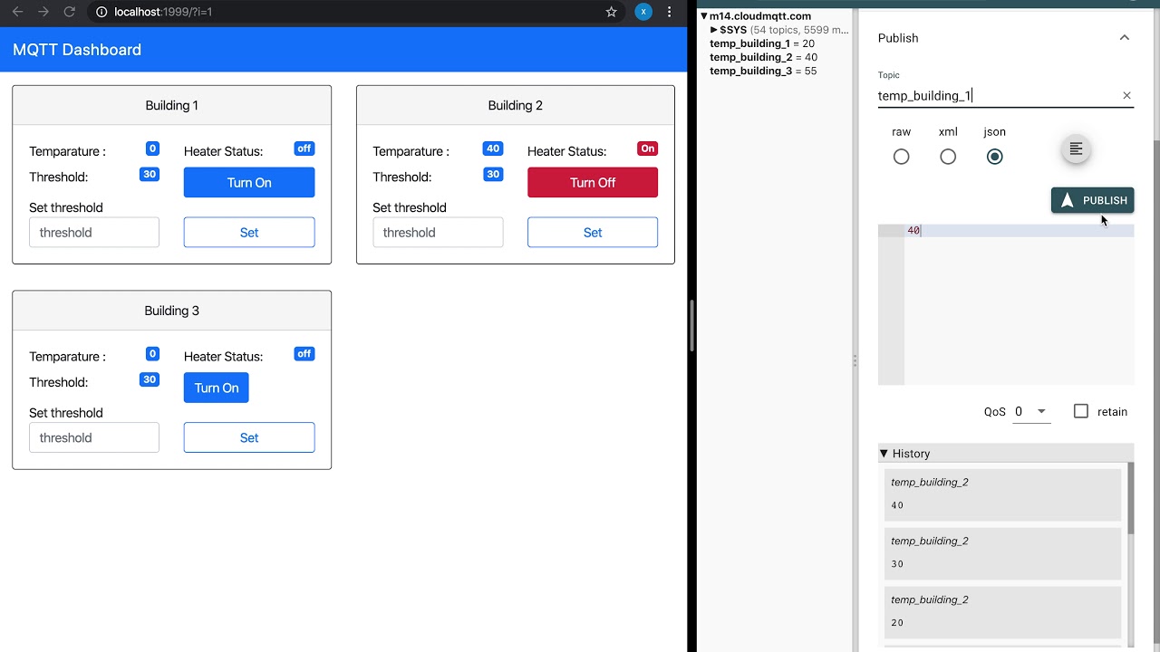 Demo of MQTT Dashboard