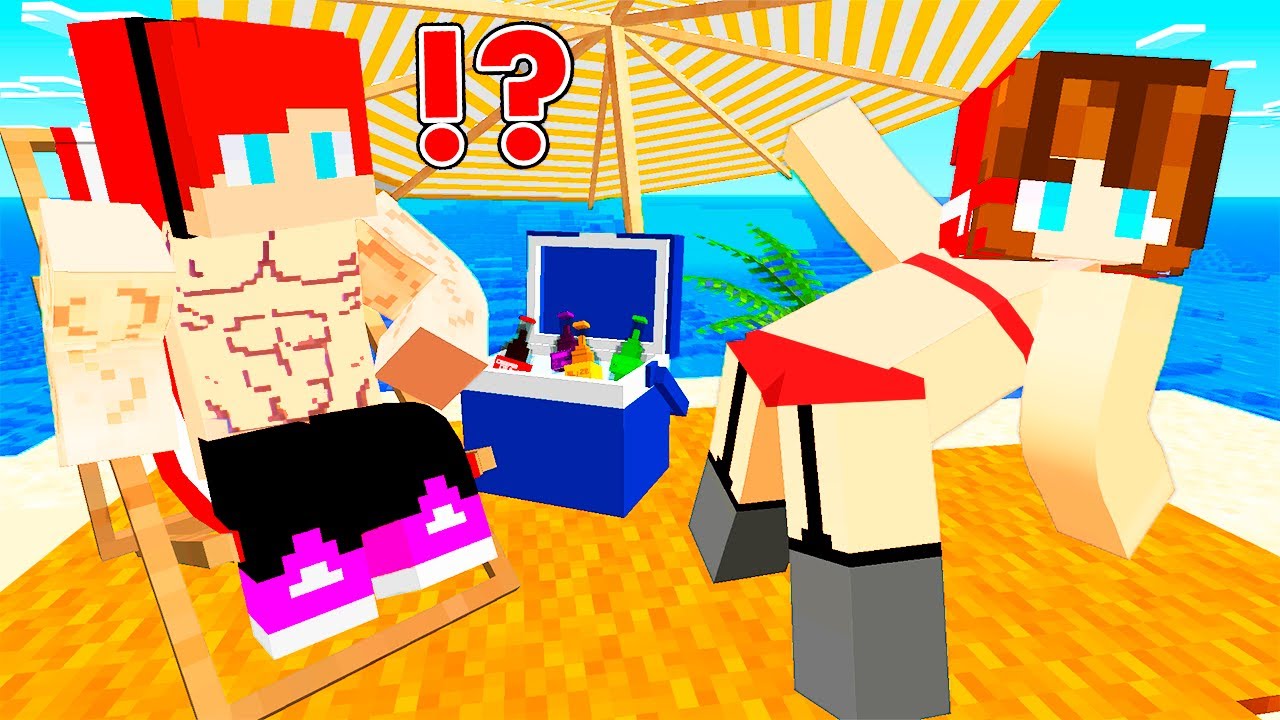 Джей Джей встречается с сестрой Джей Джей на пляже и влюбляется в неё?! История любви в Minecraft...