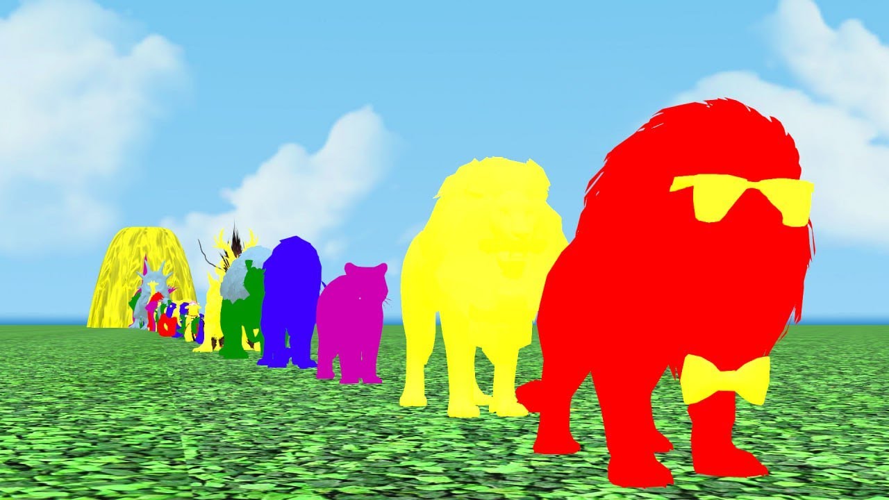 Paint Animals Gorilla Cow Lion Elephant Dinosaurs Fountain Crossing Animal Cartoon