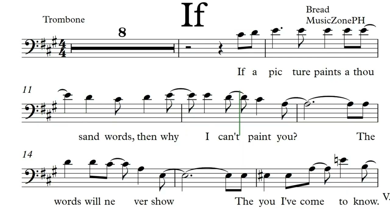 If   Bread Trombone Play Along Sheet Music