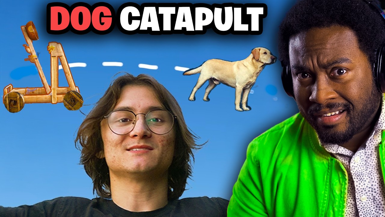 HE BUILT A CATAPULT THAT LAUNCHES DOGS