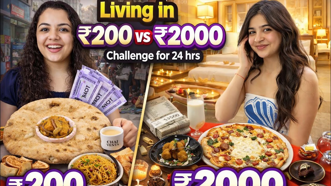 Living in Rs.200 vs Rs.2000 for 24 hours challenge 