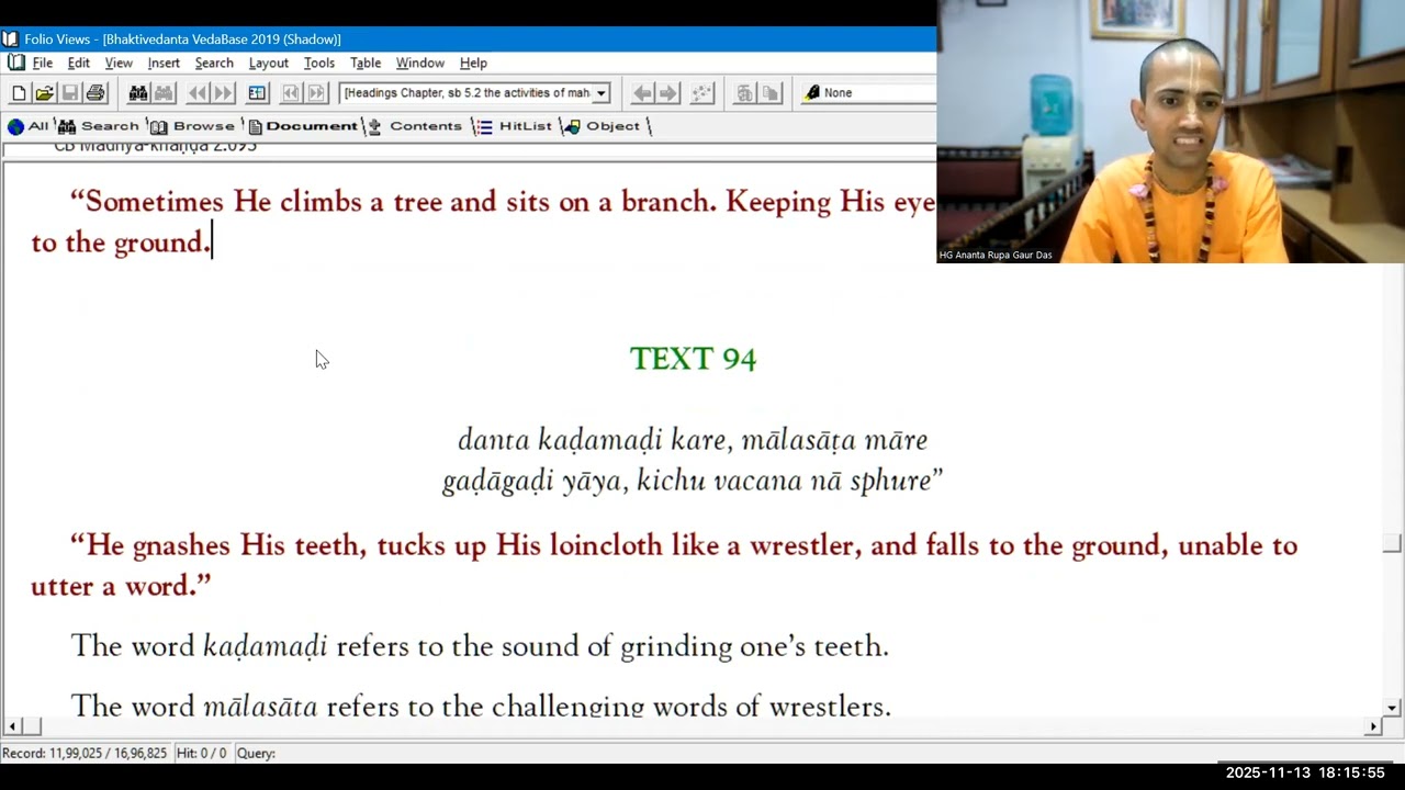 Chaitanya Bhagavata Madhya Khand 2.84-2.118 13th Nov 2025 argd