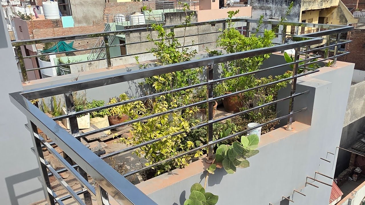 Stainless steel square pipe balcony Railing full installation video #youtube #akibsaifi #akib #saifi