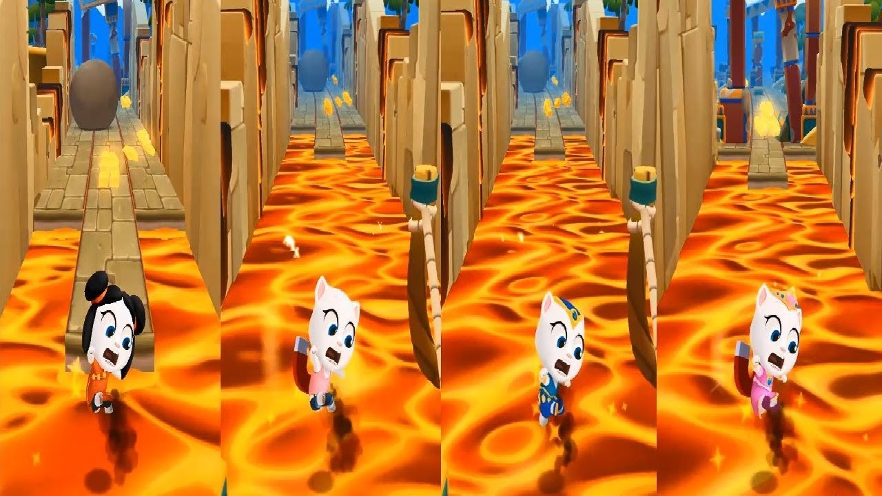 Talking Tom Gold Run  Lucky Angela VS Talking Angela VS Genie Angela VS PRINCESS ANGELA Boss Fight