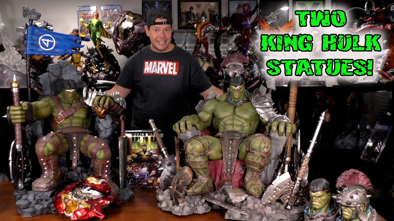 TWO Amazing KING HULK on Throne STATUES!  Which one is the best!? Xtrumble: Custom or Queen Studios?