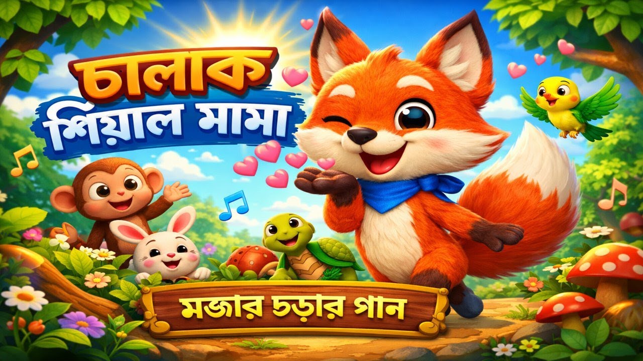 চালাক শিয়াল মামা 🦊 | মজার ছড়ার গান | 3D Cartoon Bangla Rhymes for Kids